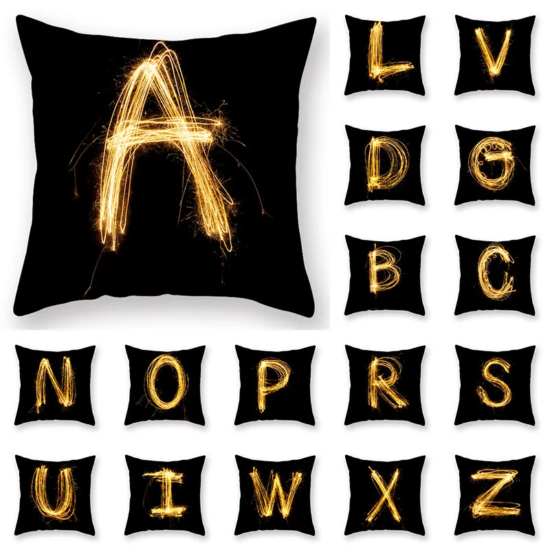 

45*45cm Pillows English Letters Peach Skin Pillowcase Lumbar Pillowcase Home Sofa Decoration Light Luxury Household Items