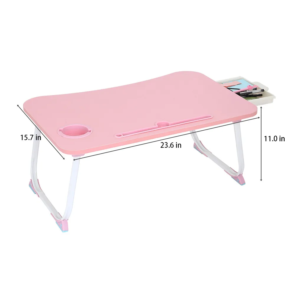 

Portable Large Foldable Lap Desk Bed Tray foldable Notebook Desk Lazy PC Laptop Table Study Writing Table Picnic Table Pink