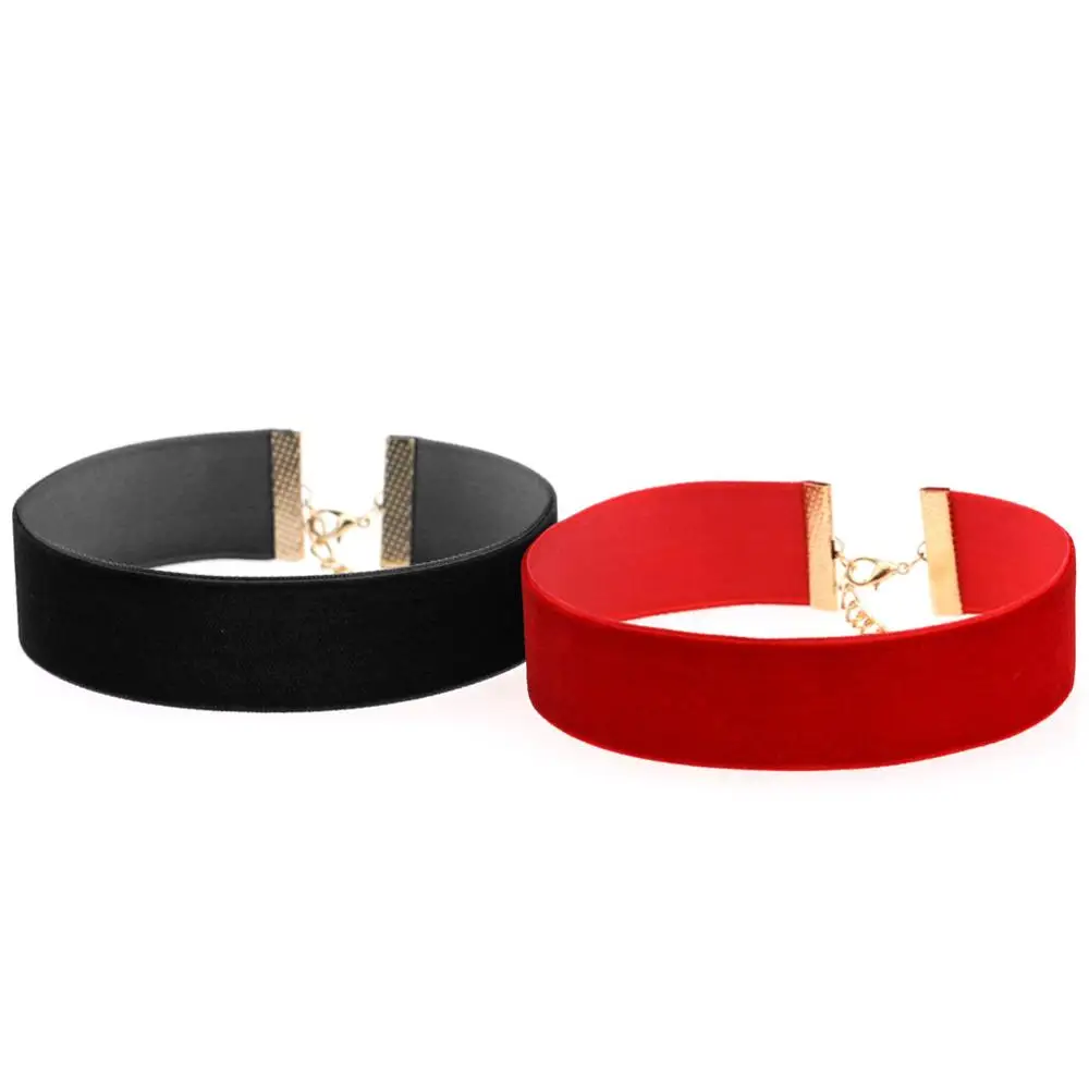 Чокер женский бархатный черный красный в готическом стиле