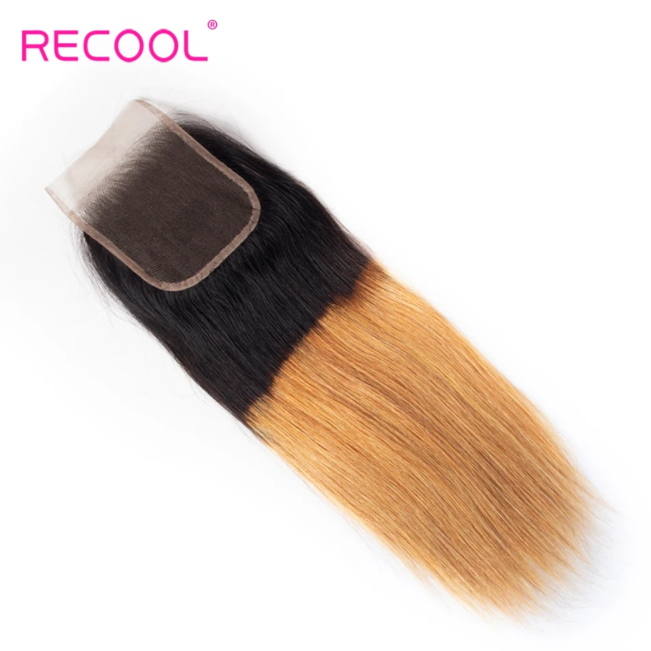 Recool волосы медовые светлые пряди с закрытием бразильские прямые пучки