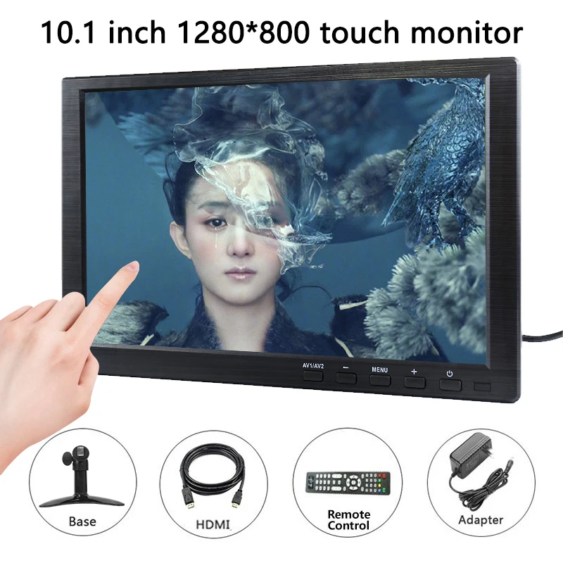 10 1 дюймовый IPS сенсорный экран портативный монитор HD 1280x800 цветной с AV/VGA/HDMI/USB для