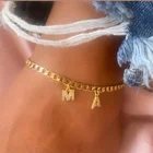 Анклет с буквами для Для женщин Нержавеющаясталь золотой стопы кубинской A-Z первоначальный алфавит анклет (браслет на ногу браслет ювелирные изделия Bijoux Femme (украшения своими руками)