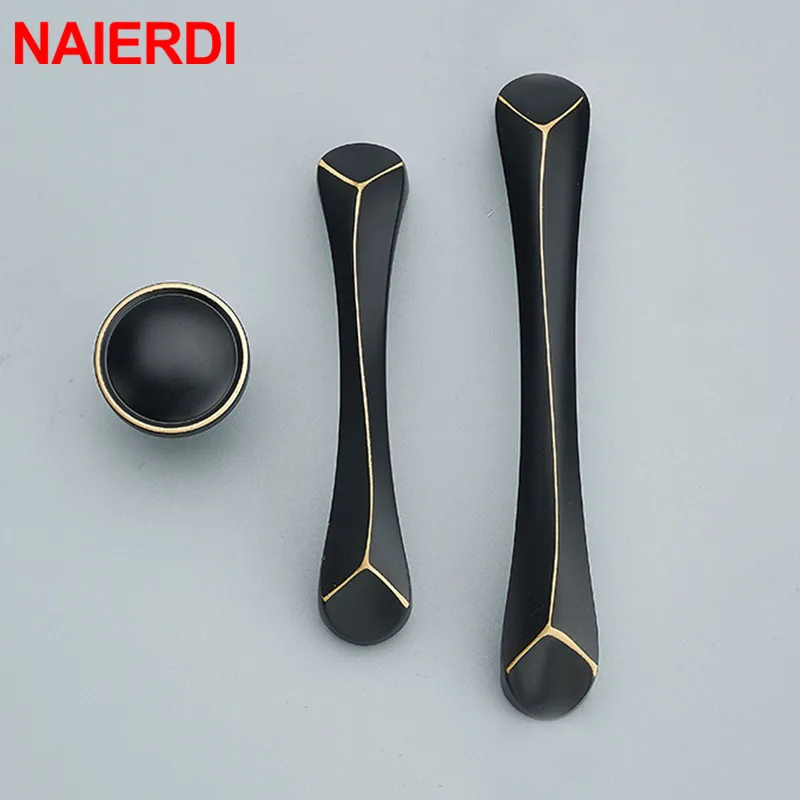 Ручки шкафа NAIERDI из твердой меди европейские кухонные ручки для выдвижных ящиков