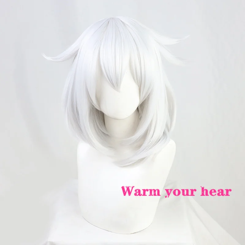 Ударопрочный парик для косплея Genshin серебристо-серый из синтетических волос