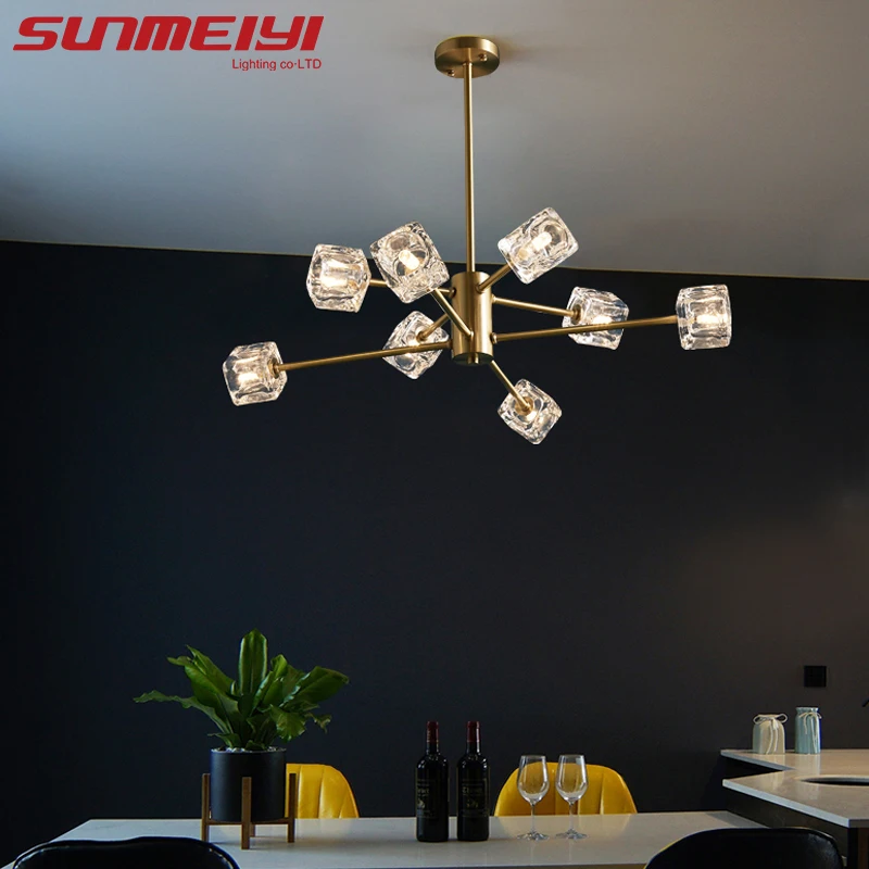 Медные светодиодные люстры светильник с хрустальным шариком Золотая подвесная