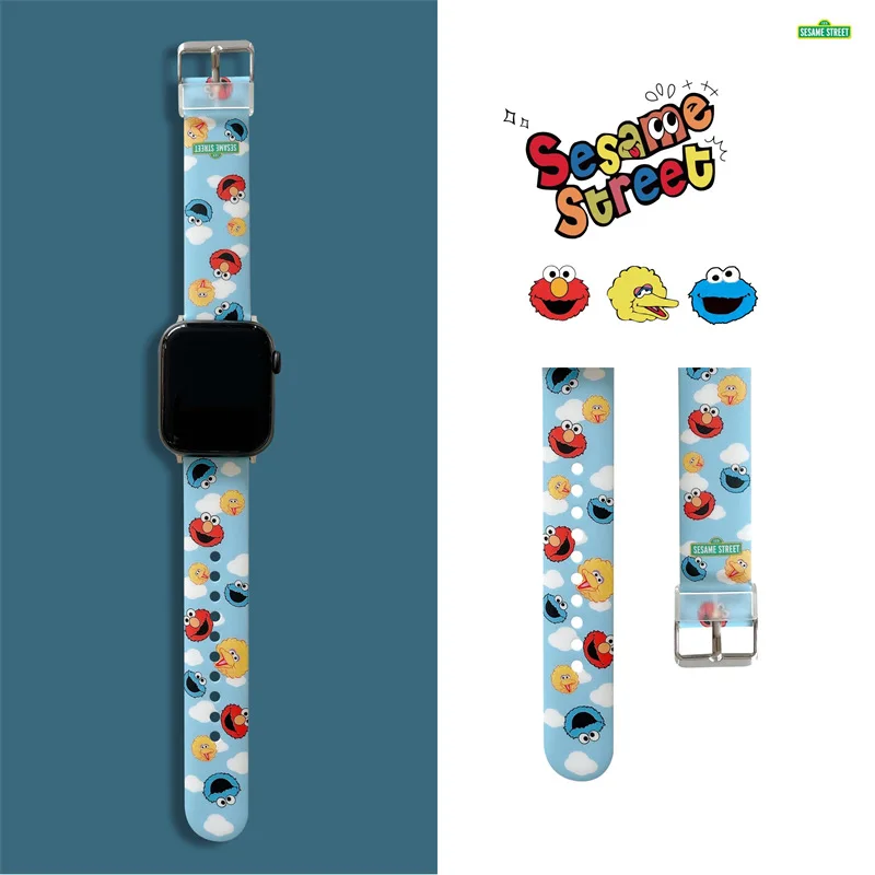 

Ремешок для часов «Улица Сезам» Disney, защитный чехол для часов с мультяшным рисунком из мультфильма IMD, 38/40/42/44 мм, приятный на ощупь