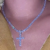 hot shining cross butterfly pendants rhinestone women necklaces 2021 crystal tennis clavicle chains choker hiphop gifts jewelry