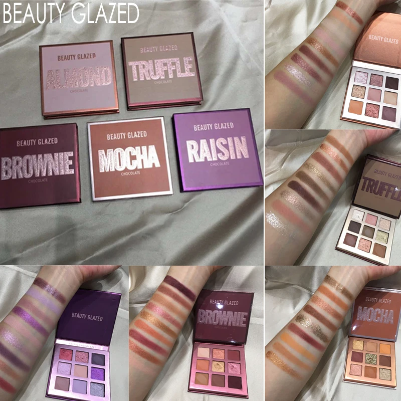 Палетка прессованных теней Beauty Glazed шоколадного цвета матовые блестящие тени для