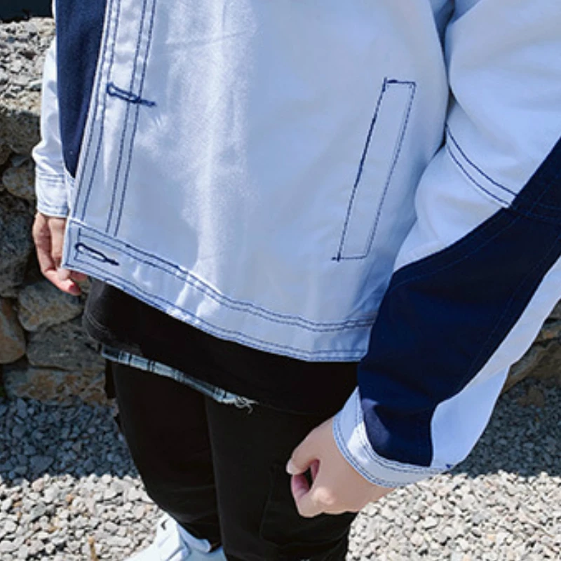 

Men Jackets Patchwork Turn-down Collar Loose Plus Size 3XL Chic Trendy Mens Leisure All-match Harajuku Daily Outwear Ulzzang New