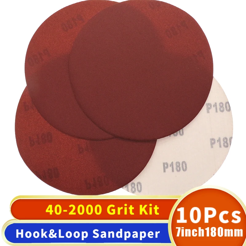 

10PCS 7 Inch 180MM Flocking Sanding Sheets Dry Grinding Sandpaper Abrasive Paper 40-2000 Grits for Sanding Polishing