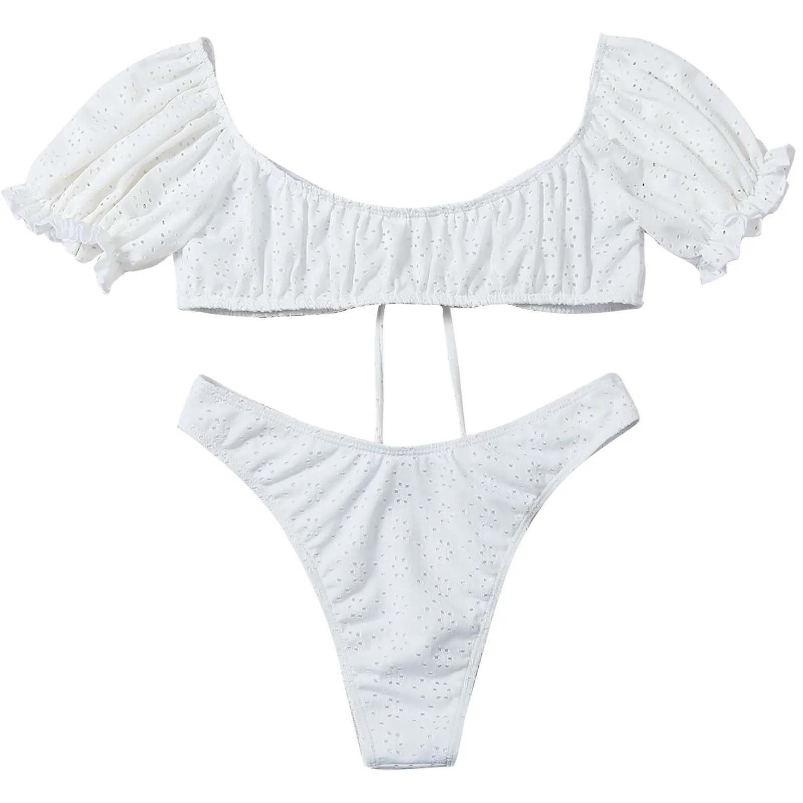 Леди на плече подчеркивающие грудь Дамская мода Разделение пляжное купальное