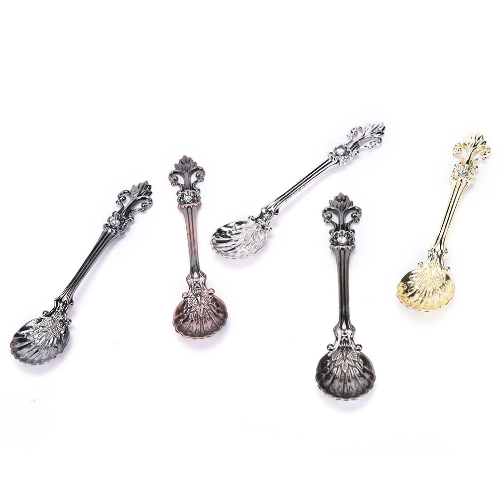 1Pcs fashion Coffee Spoon Kitchen Dining Bar Tool Dessert Vintage Arab Style Bronze Carved Small 9.8*2.1cm | Дом и сад