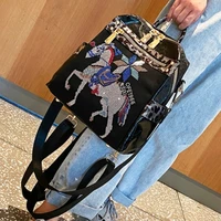 fashion luxury backpack women shoulder bags rich horse rhinestone print backpack school cute mochila brand ruchsacks