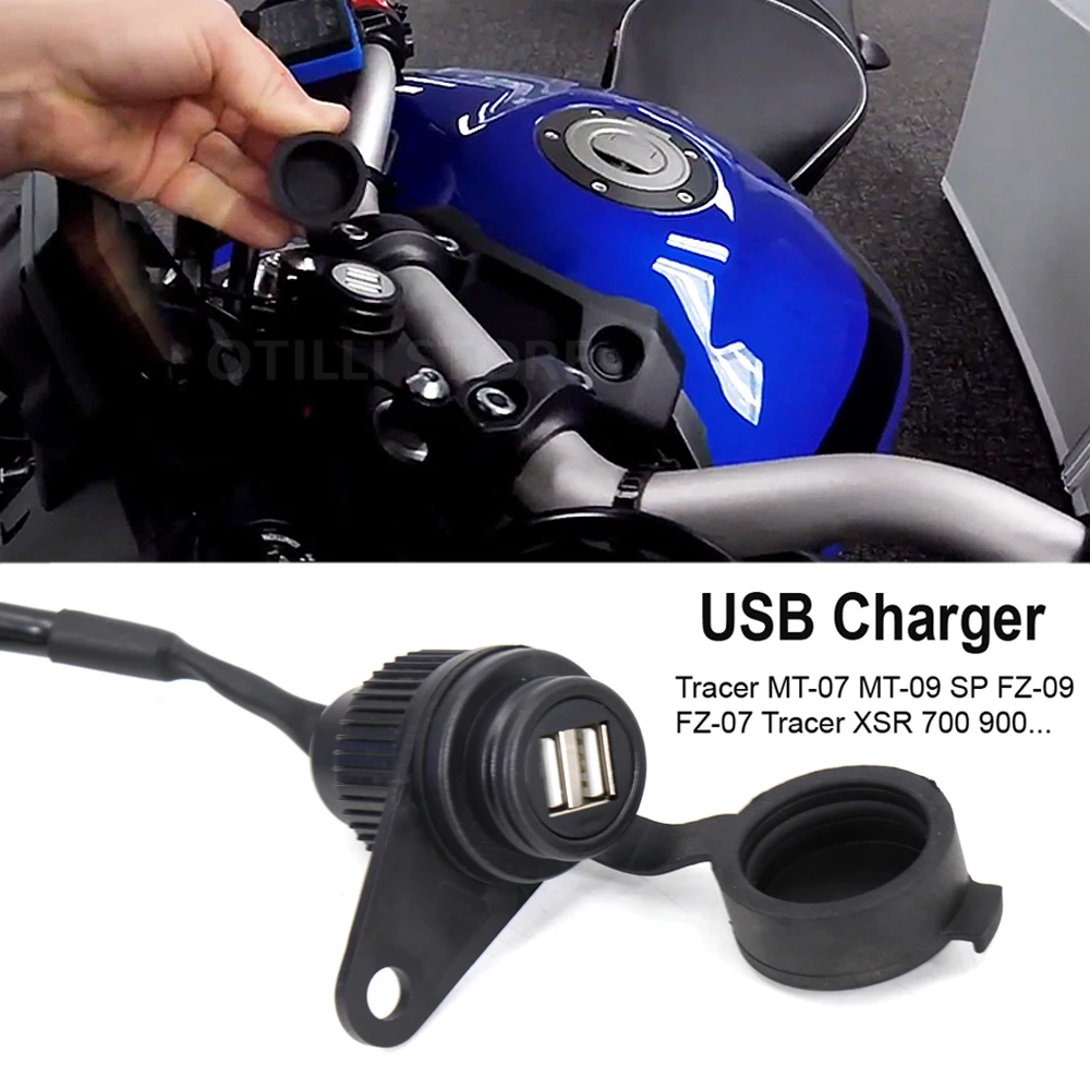 For YAMAHA MT09 2017 - 2021 MT-09 SP XSR900 Tracer 900 MT07 XSR700 Motorcycle Accessories Dual USB Charger Plug Socket Adapter