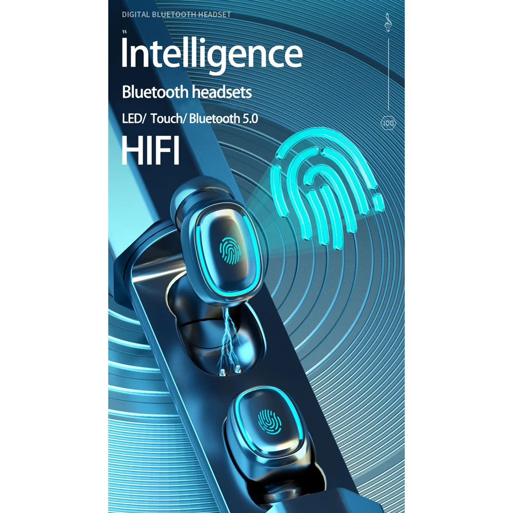 Мини-наушник Bluetooth TWS беспроводные F9 спортивные водонепроницаемые 8D стерео