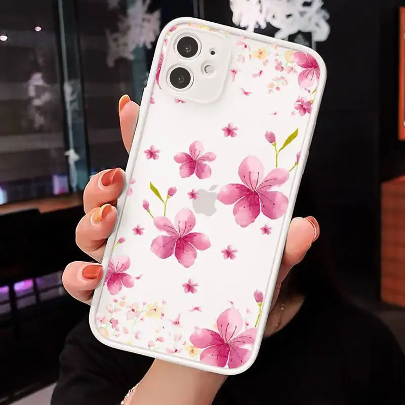 

Dried flowers pink Phone Cases matte transparent For iphone 7 8 11 12 plus mini x xs xr pro max cover