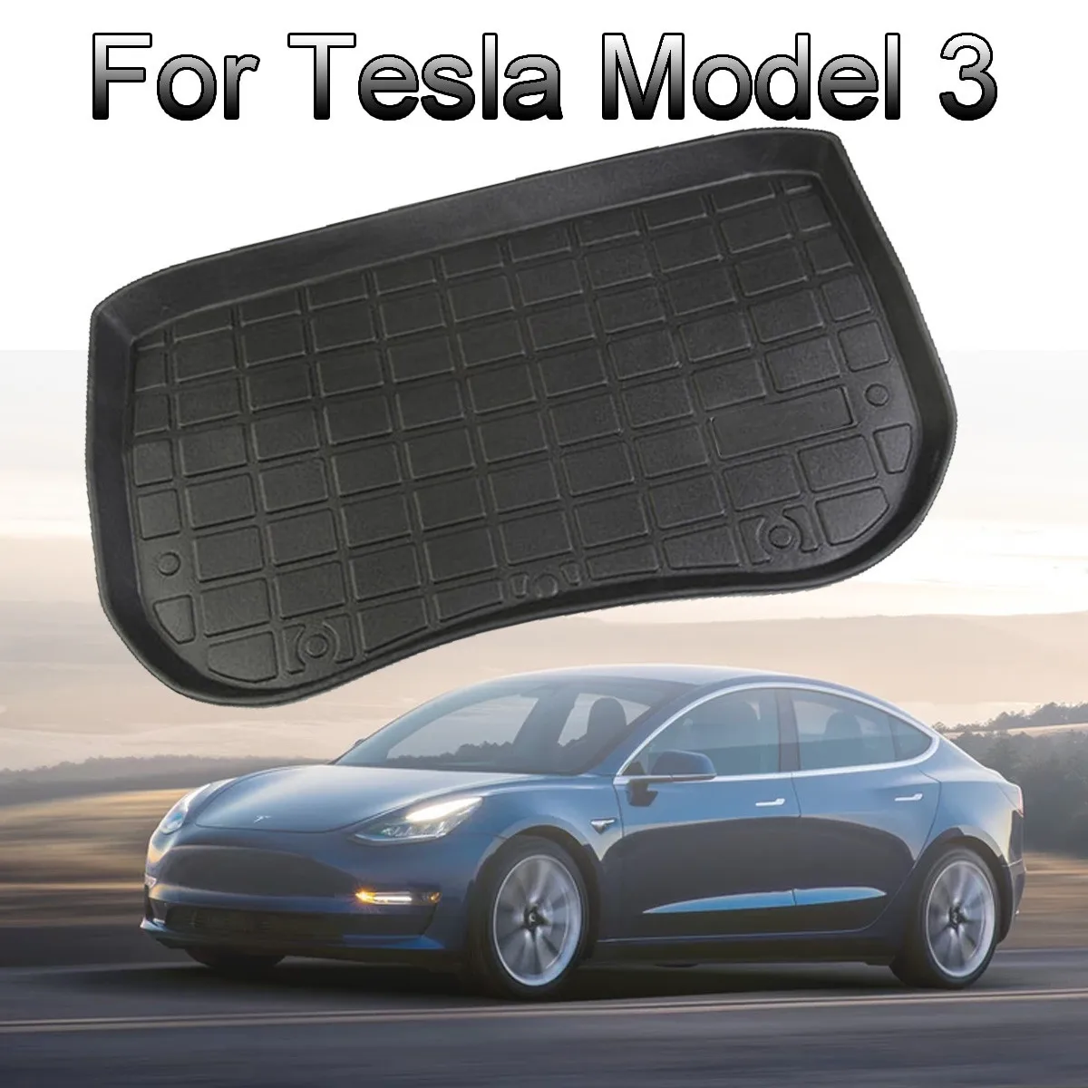 Подходит для Tesla Model 3 Black TPE материал водонепроницаемый передний Грузовой лоток