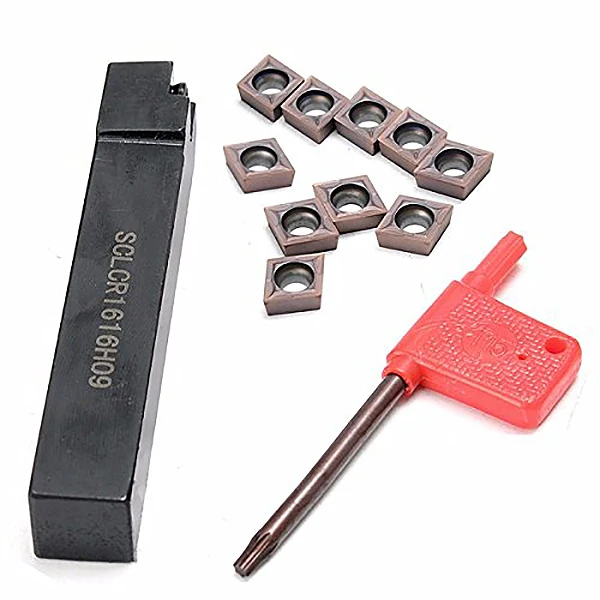 Sclcr1616H09 Tool Holder Boring Bar With 10Pcs Ccmt09T304 Vp15Tf Ccmt32.51 Carbide Inserts And Wrench For Lathe Turning Tools |