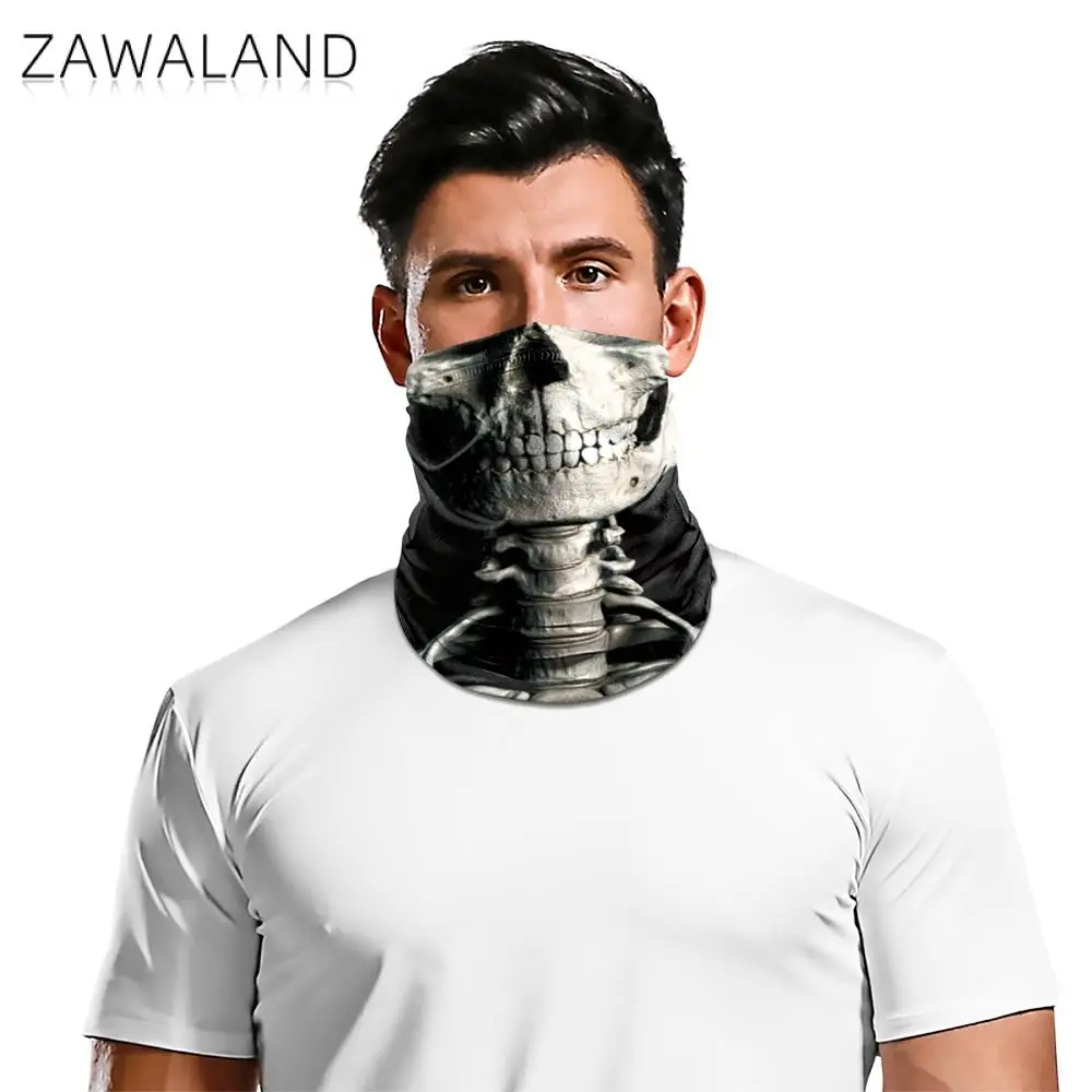 

Zawaland Halloween Skull Half Face Mask Scarf Outdoor Multifunction Women Bandana 3D Printed Adult Hiking Cycling Neck Scarves