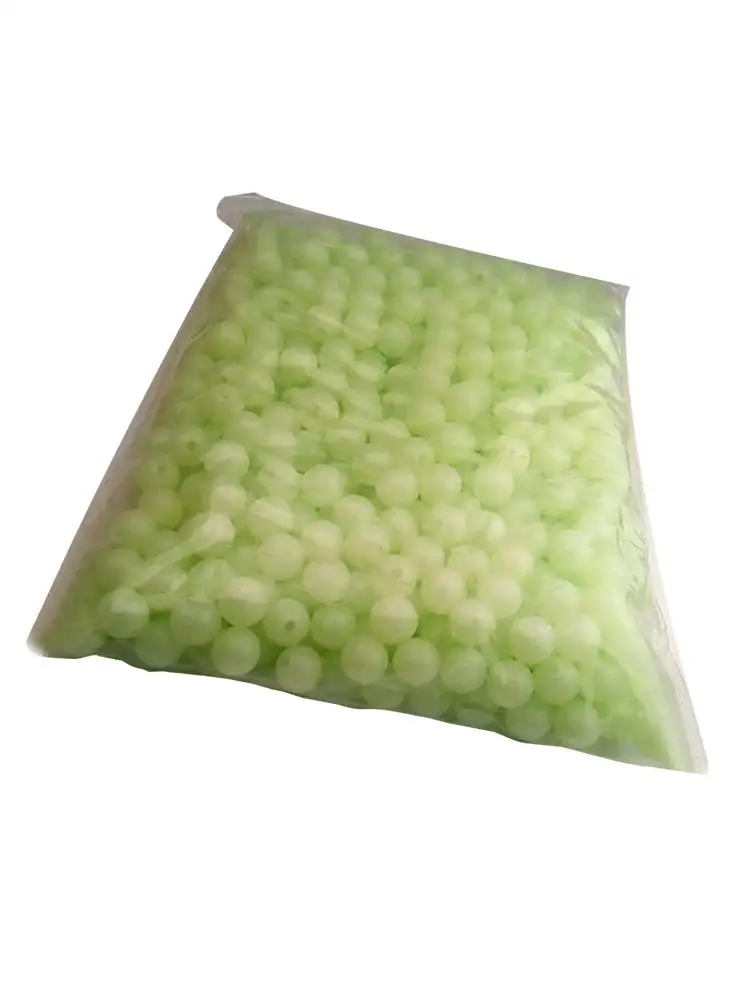 

100pcs/lot Luminous Fishing Beads Soft Rubber Floating Fluorescent Green Fishing Beads Diameter 4MM 5MM