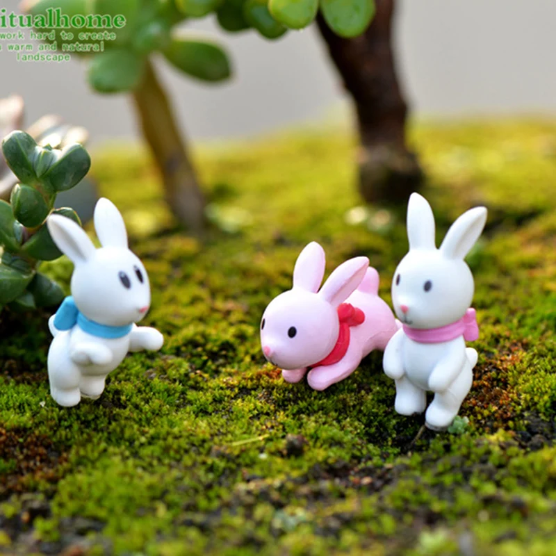 Милый белый розовый кролик заяц Кони Лапин Луг прерий Китай маленькая статуя
