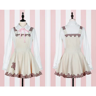 Tops and skirts 02 Новинка года; сезон весна; милое платье в японском студенческом стиле для девочек; кружевное платье в клетку для девочек; платье в стиле Лолиты - Цвет: Tops and skirts 02