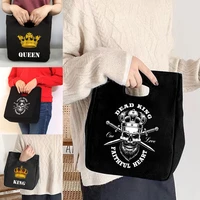 canvas thermal lunch bag 2022 new tote anime queen print eco shopper storage bagswomen bag picnics organizer travel bags