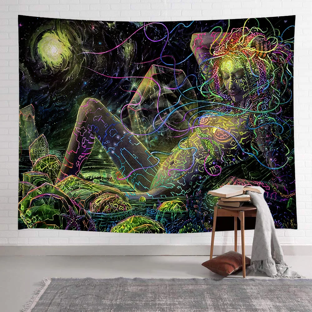 

Psychedelic Tapestry Abstract Naked Girl Hippe Flower Wall Hanging Tapestries for Living Room Bedroom Dorm Home Decor