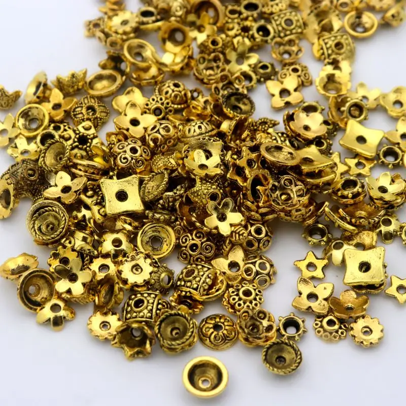 Antique Gold 200 шт смешанные размеры тибетские серебряные маленькие бусины крышки для самостоятельного изготовления ювелирных изделий Рукоделие Поиск Аксессуары поставка - Цвет: Antique Gold