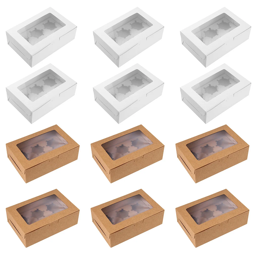 

1 Set 20Pcs Kraft Paper Cake Packing Boxes Cupcake Dessert Boxes with Inserts