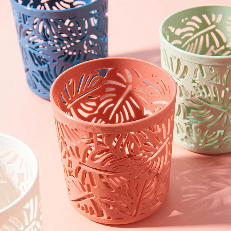 

Flower Brush Storage Pen Pencil Pot Holder Container Desk Organizer Gift Plastic Lace Hollow Pen Holder Office Suppli