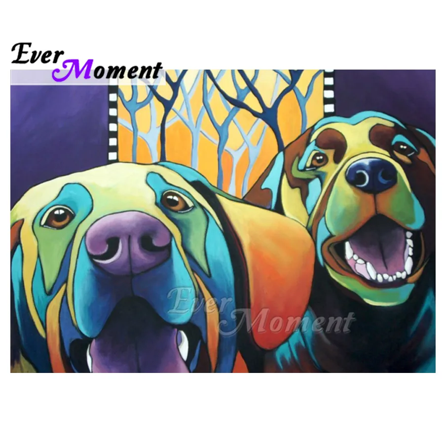 Ever Moment Diamond Painting 5D DIY Full Square Drill Dogs Tree Picture Of Rhinestone Mosaic Diamond Embroidery Decor ASF1911