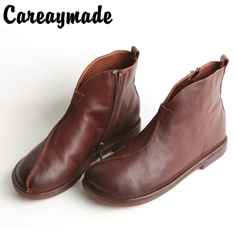 Careaymade весенние новые ретро кожаные короткие сапоги ручной работы в национальном