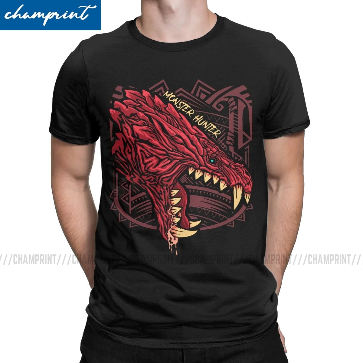 Футболка Odogaron Monster Hunter World Мужская хлопковая футболка для отдыха с круглым