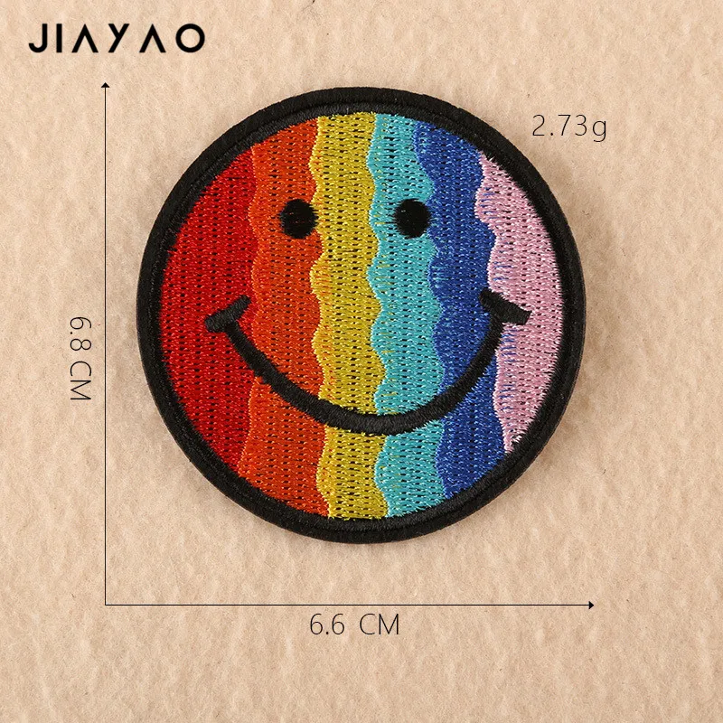 Наклейки с вышивкой на ткани Знак Патч Радуга улыбающееся лицо ткань наклейки
