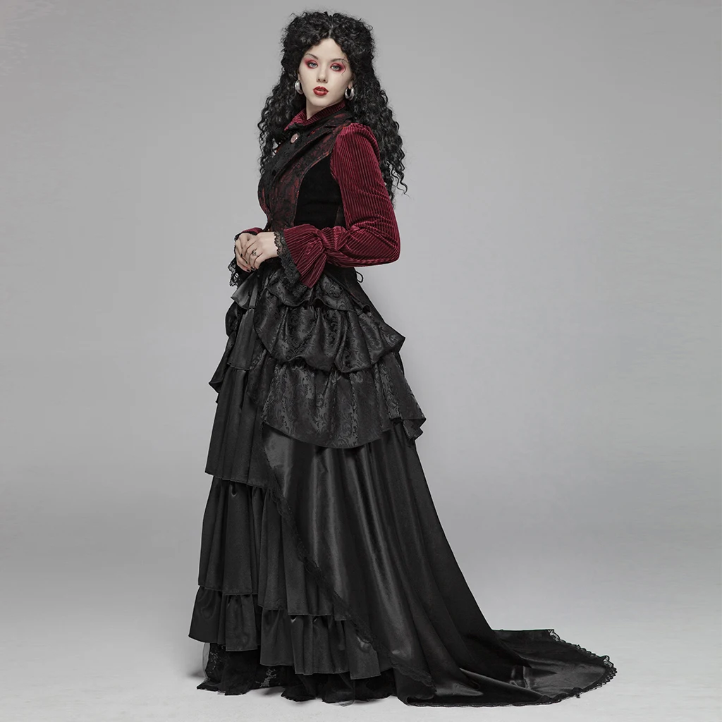 Женская юбка в стиле панк Готическая Великолепная длиной до пола