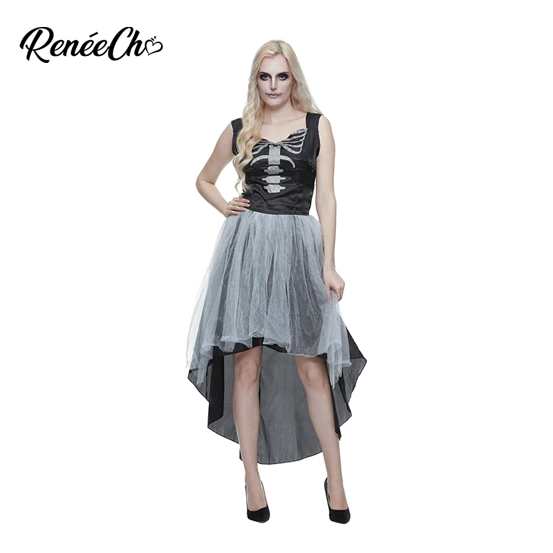 Женский костюм со скелетом Reneecho нарядное платье без рукавов для карнавала