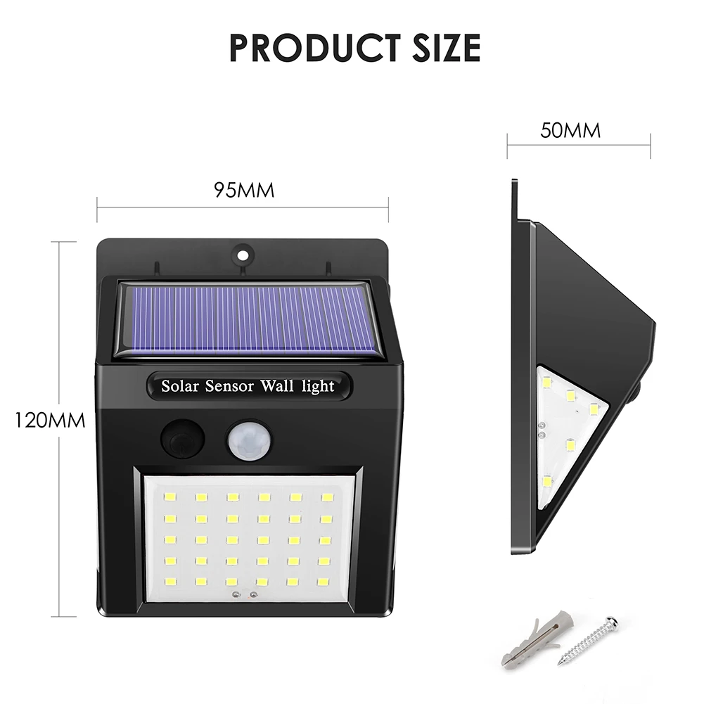 Светодиодный светильник на солнечной энергии с датчиком движения PIR 30/40/50 1/2/4 шт.