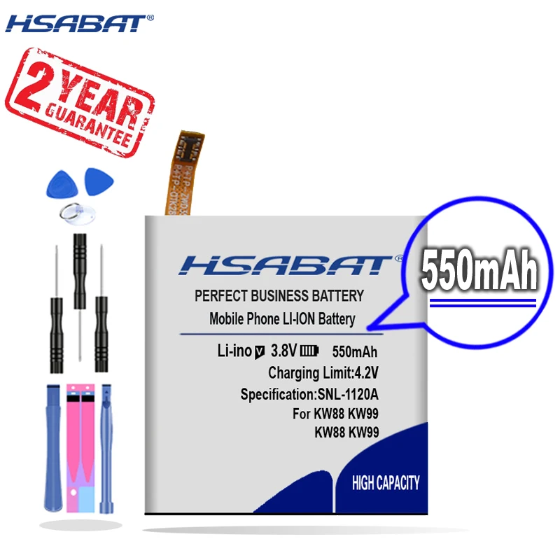 Новое поступление запасная батарея [HSABAT] 550 мАч KW88 для смарт часов kingwear KW99