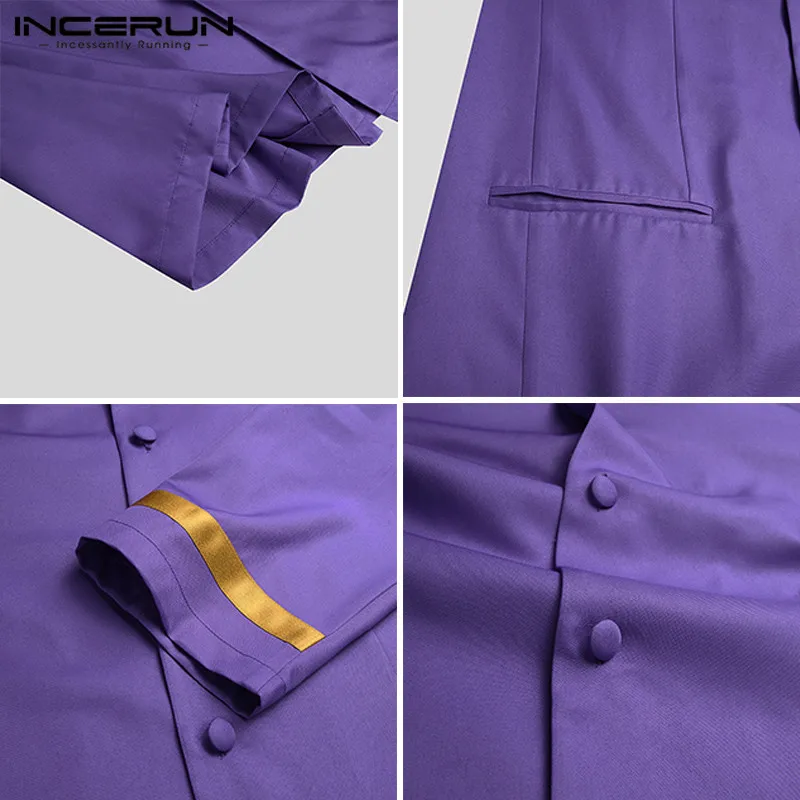 

Mens Long Sleeve Stand Collar Camisa Fashion Patchwork Long Style Shirts INCERUN Leisure Pockets Blusas Man Buttons Chemise 5XL