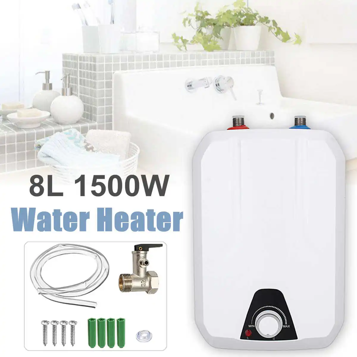 

Домашний электрический безрезервуарный нагреватель горячей воды, 8 л, 1500 Вт, мгновенный нагреватель воды, быстрый нагрев горячего душа
