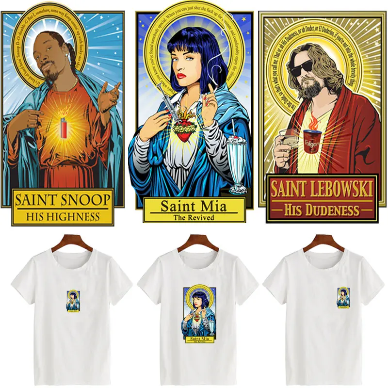 Забавные мужские термоклейкие нашивки Saint Men для одежды крутая Термотрансферная