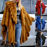 faux fur jacket women 2021 new casual loose cardigan warm outwear solid color long elegant ladies jacket coat plus size s 5xl