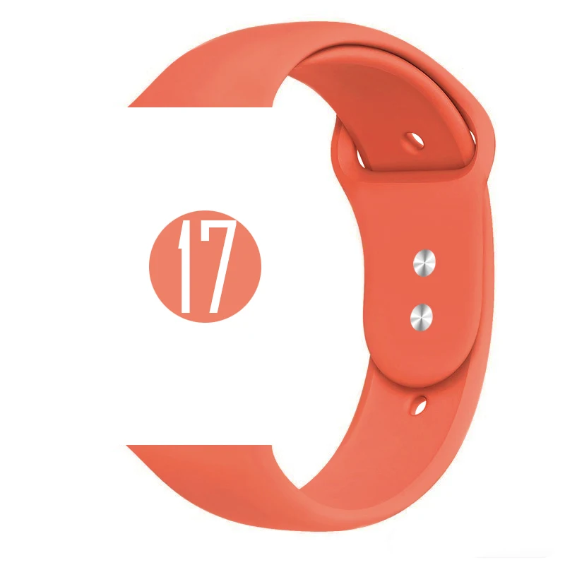 17 Apricot Цветной мягкий силиконовый спортивный ремешок для Apple Watch Series 5 4 3 2 1 38 мм 42 мм резиновый ремешок для часов iWatch 5 4 40 мм 44 мм - Цвет ремешка: 17 Apricot