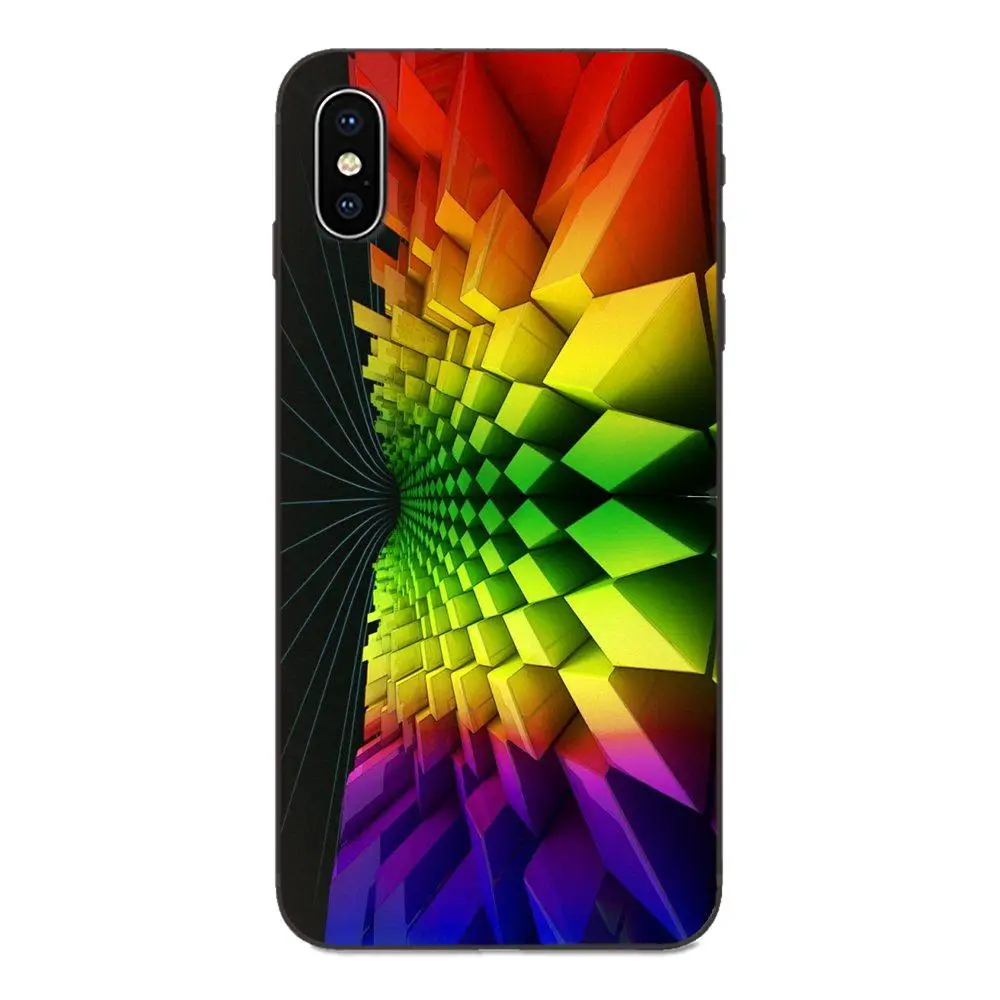 Мягкий чехол из ТПУ с изображением Капа крышка радужных блоков 3d графикой для Xiaomi