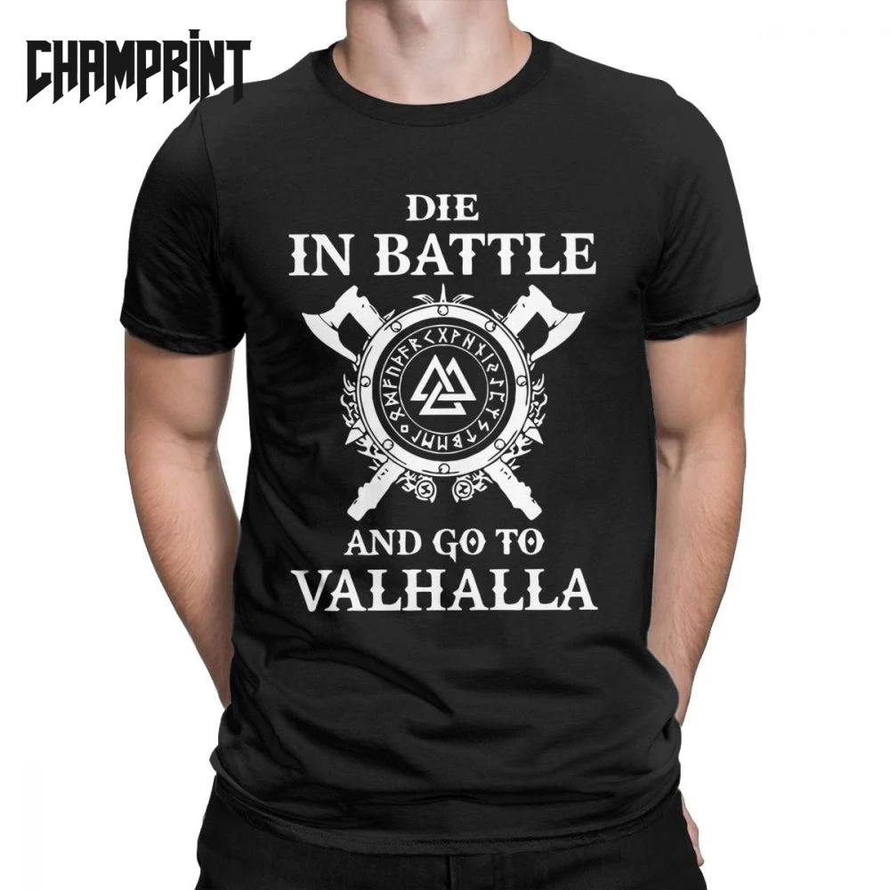 Odin Vikings мужские футболки Die In Battle And Go To Valhalla хлопковая одежда новинка короткий
