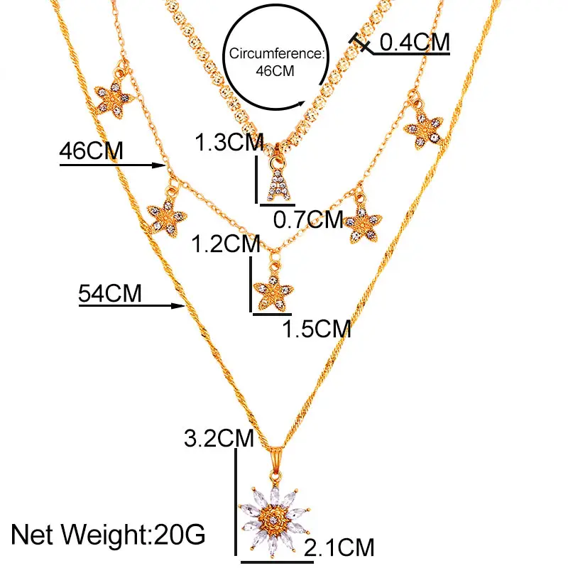 

Trendy Shiny Crystal Sunflower Stars Chain Pendant Necklace For Women Multilayer Alphabet A Chokers Necklaces Fashion Jewelry