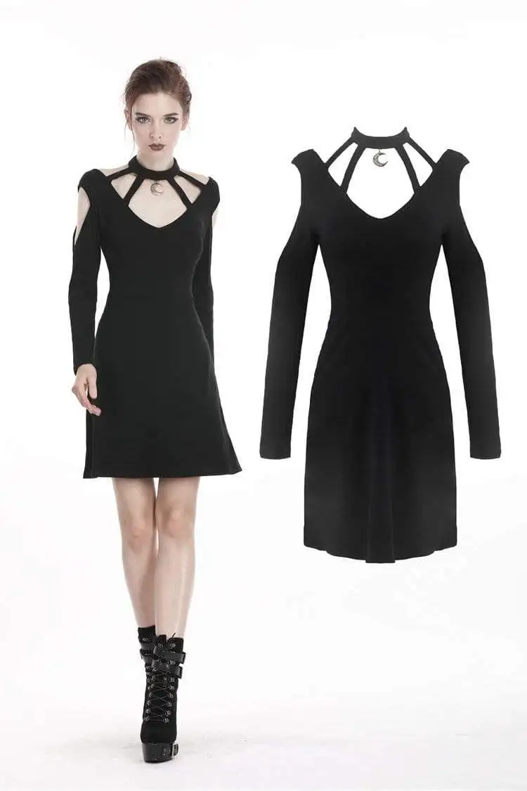 Darkinlove женские Панк Полые плеча платья с Луной кулон DW285 | Женская одежда
