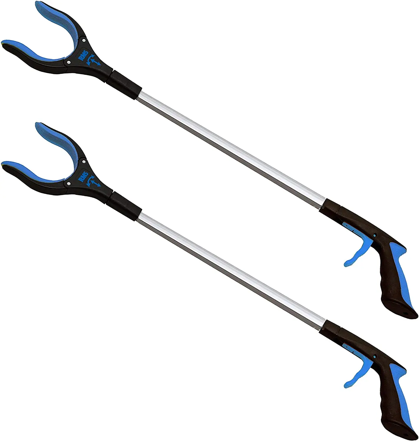 

2-Pack 32 Inch Extra Long Grabber Reacher with Rotating Jaw - Mobility Aid Reaching Assist Tool (Blue)