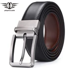 Мужской кожаный ремень с двусторонней пряжкой, G144